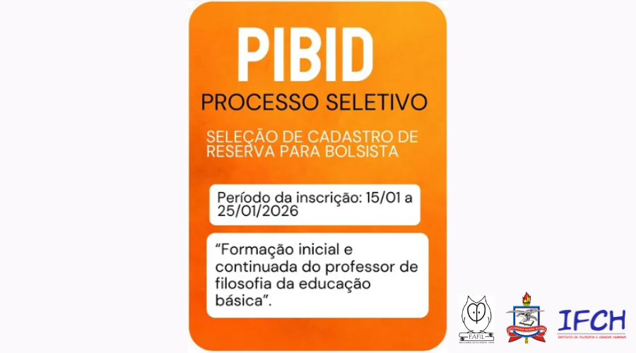 Processo seletivo para bolsista PIBID - inscrições do dia 15 ao 25 de janeiro de 2026